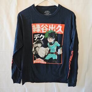 My Hero Academia Funimation Long Sleeve Graphic Black Tee Size Medium